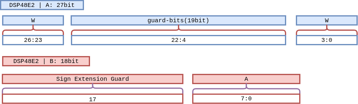 DSP48E2 W4A8 port layout