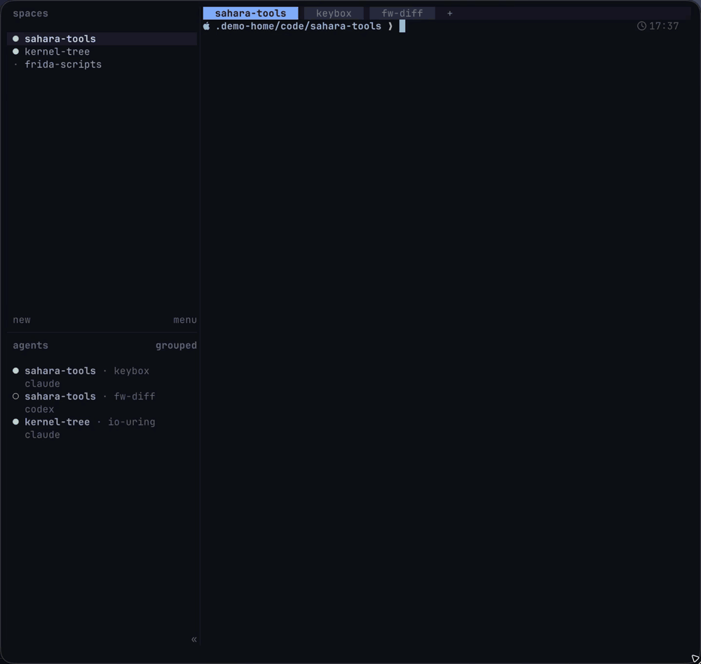 Find a session by a word you remember, reorder, switch to dates, narrow with a second word, and resume it in a new Herdr tab