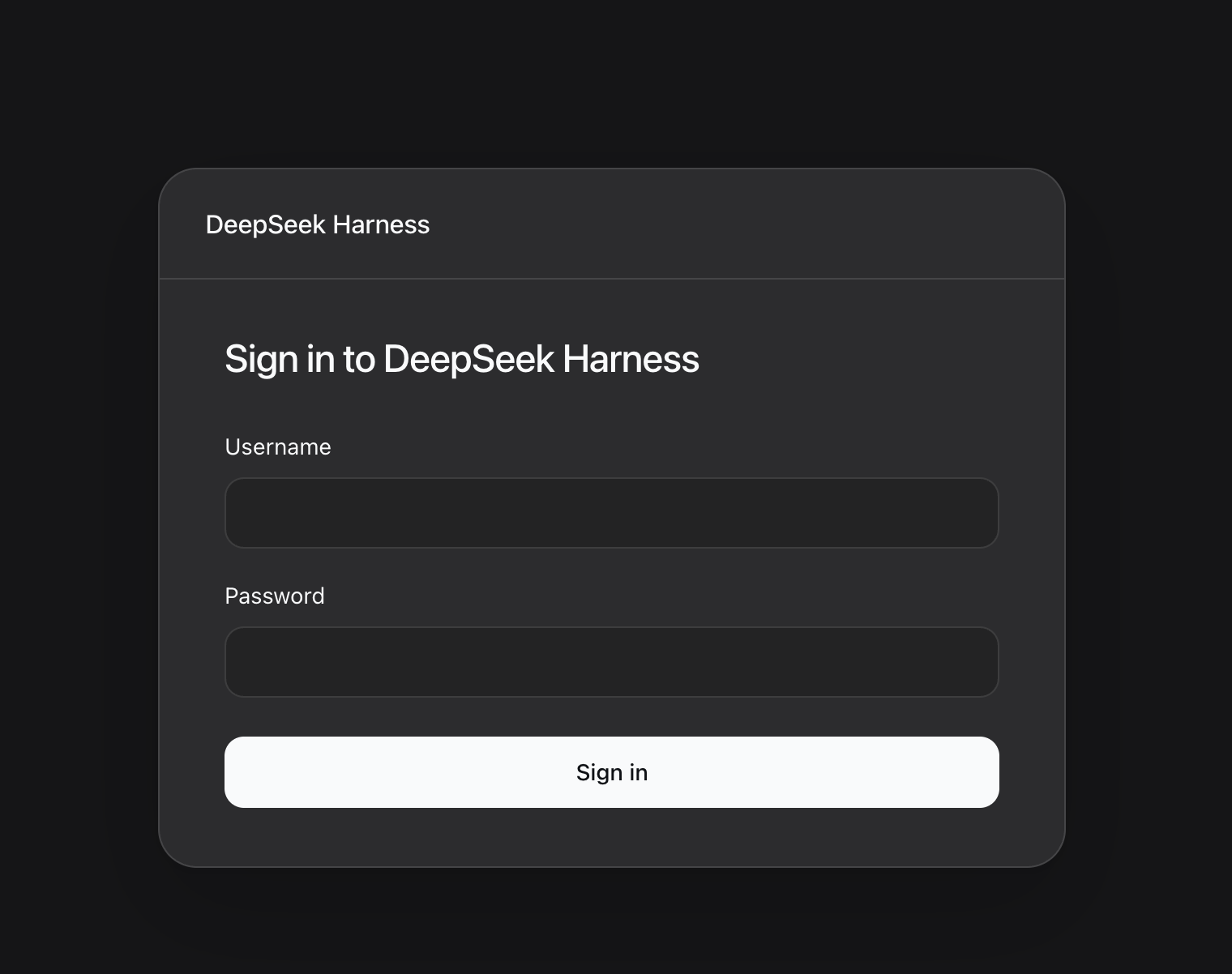 dsh-auth login page for DeepSeek Harness