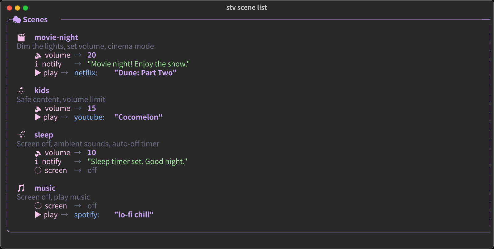 stv scene list