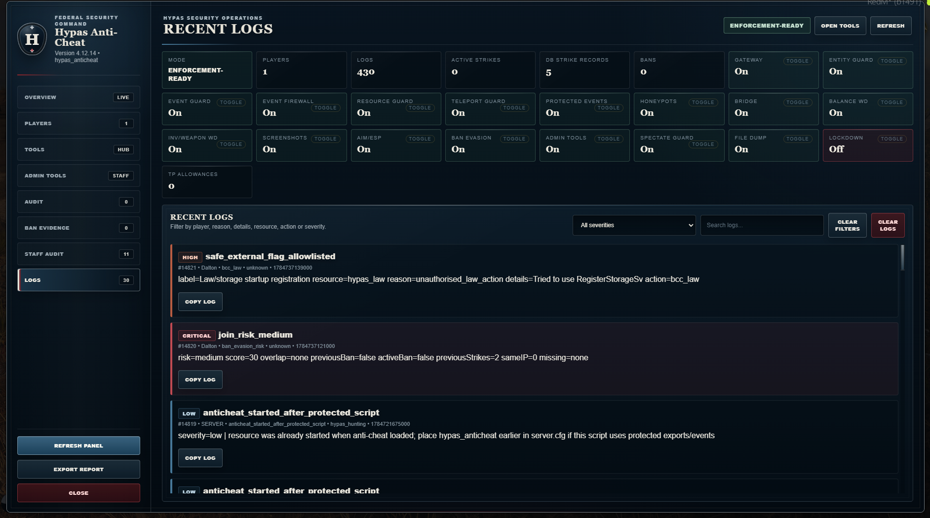 Detection logs