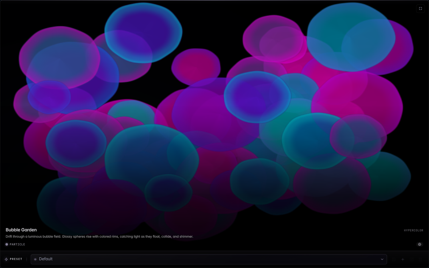 Bubble Garden on the fullscreen canvas