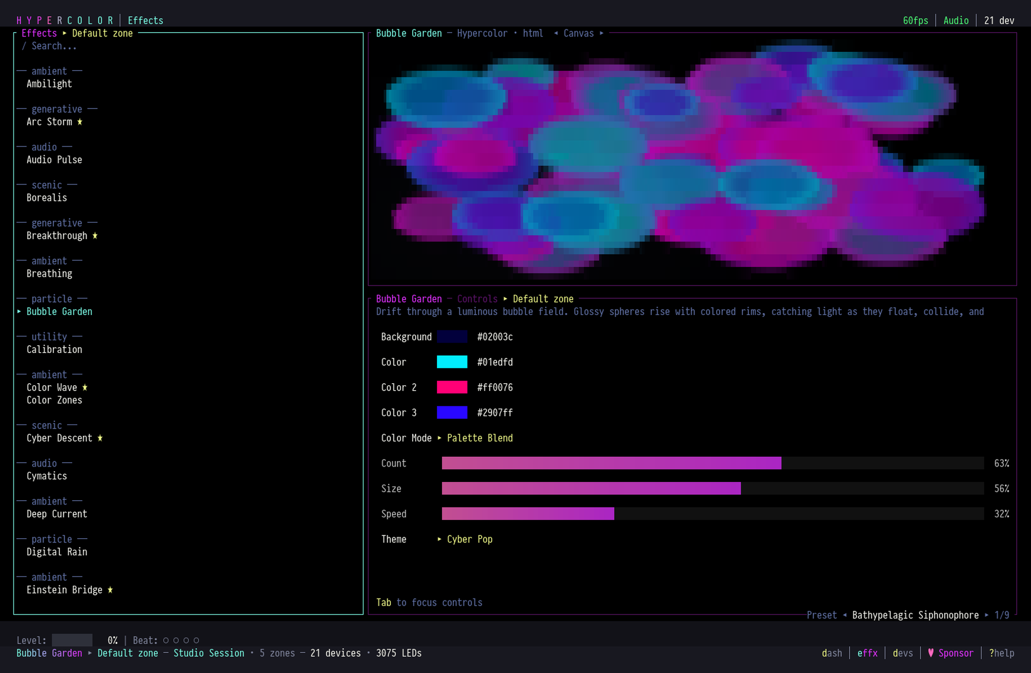 TUI Effects Browser