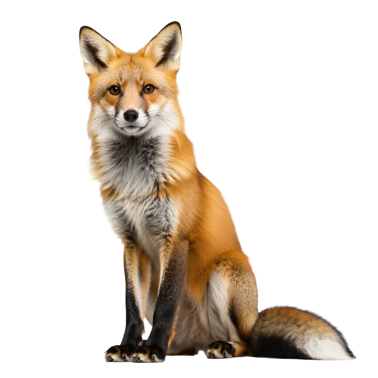 A red fox on a transparent background