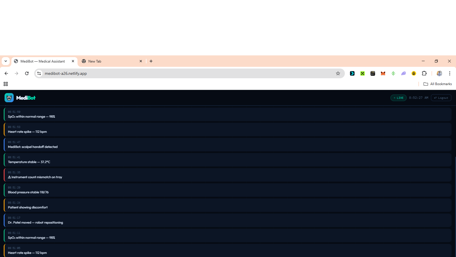 The Vital Evaluation Log page