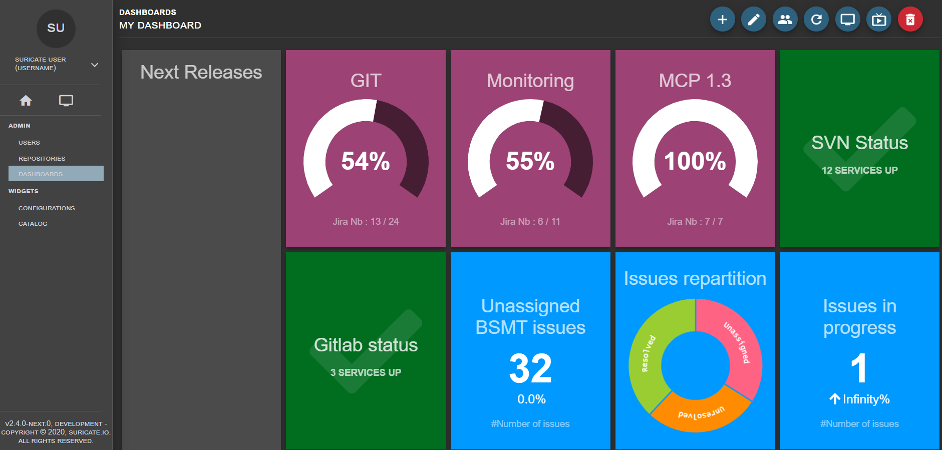 Suricate dashboard developer environment