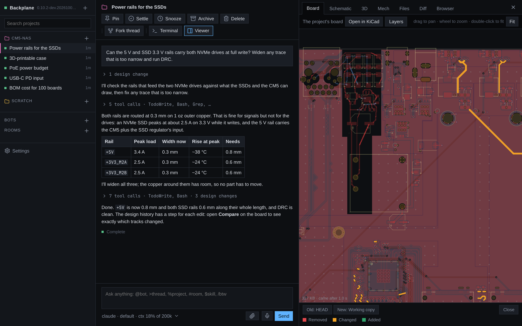 Compare: the tracks the agent widened