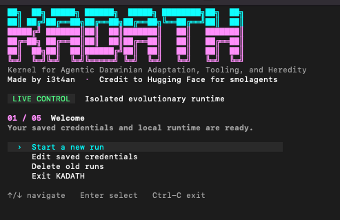 KADATH main menu