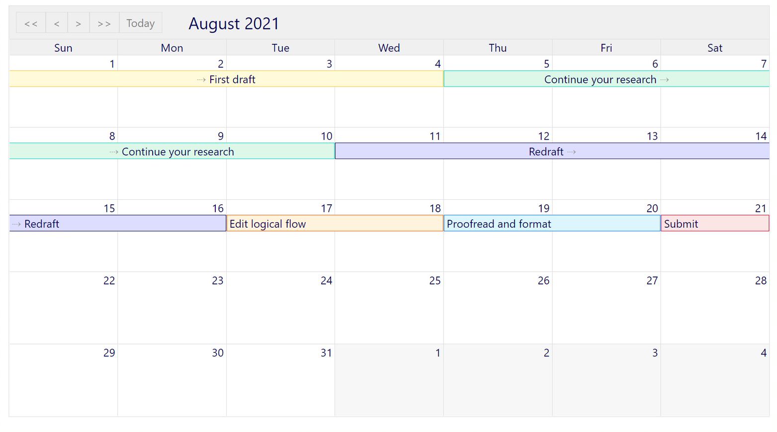 Calendar timeline image