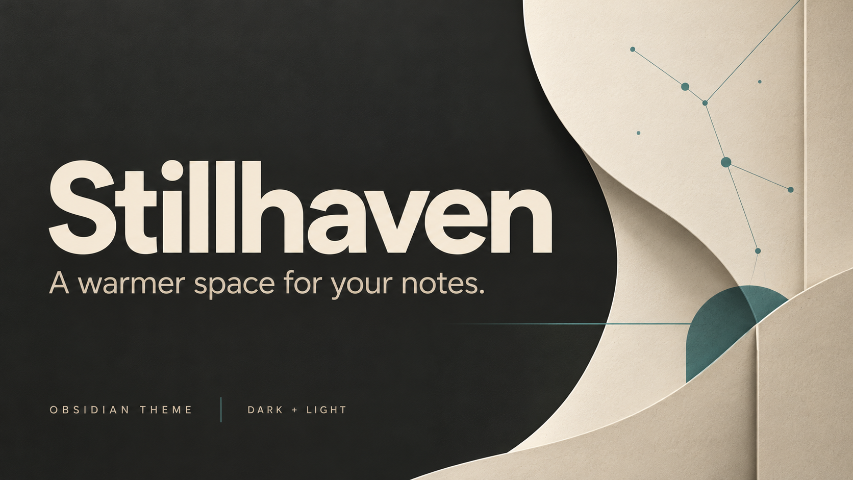 Stillhaven cover with charcoal, cream paper forms, and teal graph accents