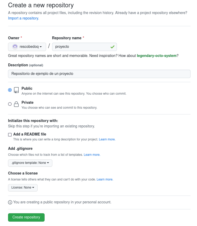Nuevo Proyecto GitHub
