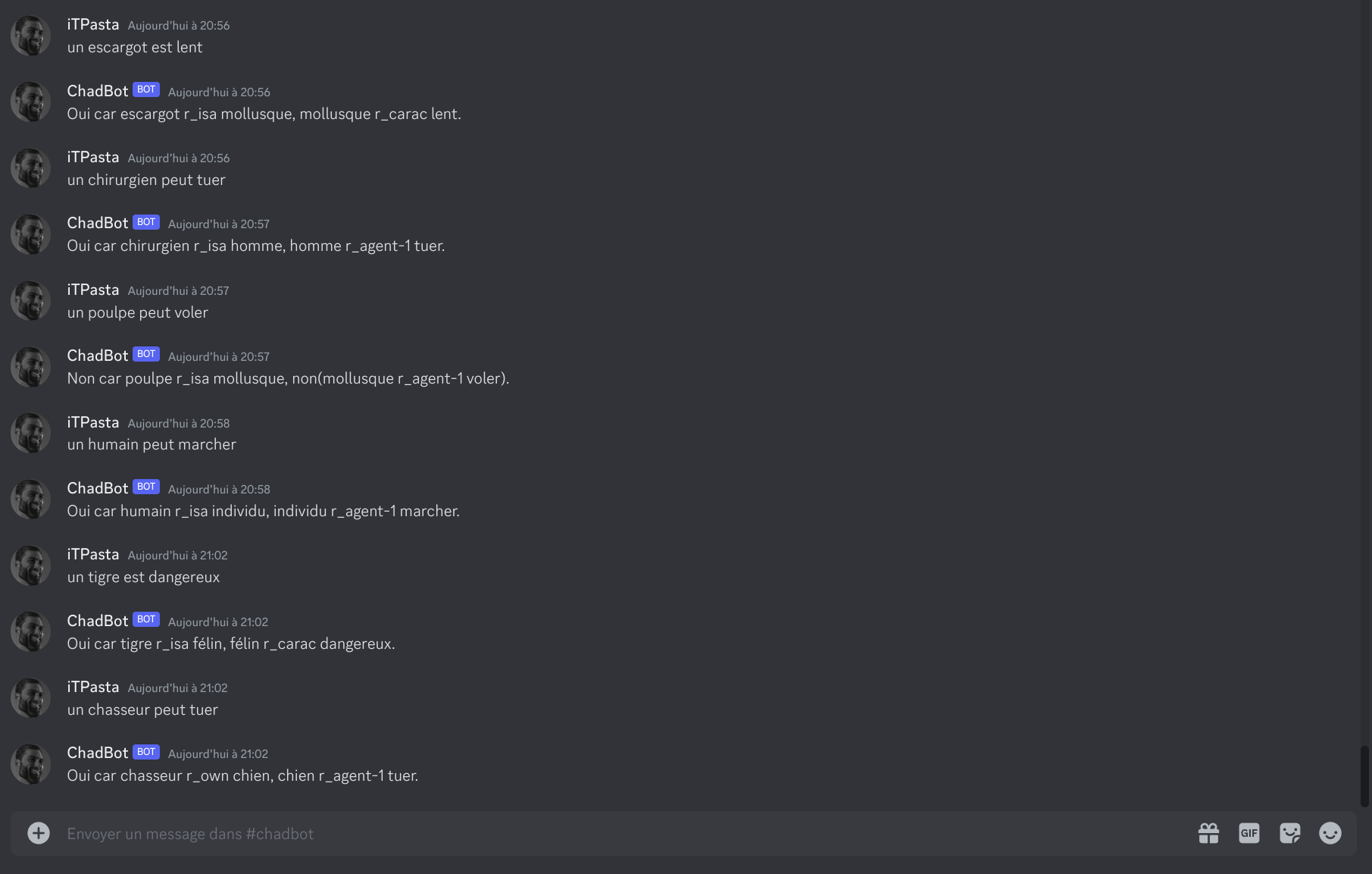 GitHub - iTPasta/chadbot: Chatbot developped during my end of second ...