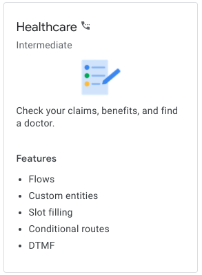 Dialogflow CX: Healthcare template