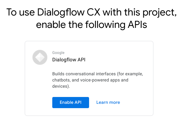 Dialogflow CX: Enable API