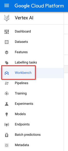 GCP Console: Vertex Workbench