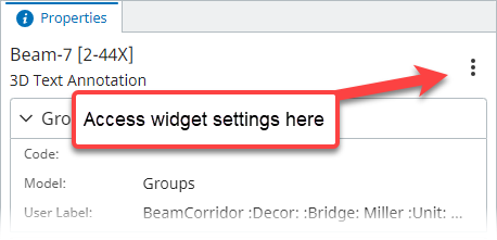 Widget settings menu