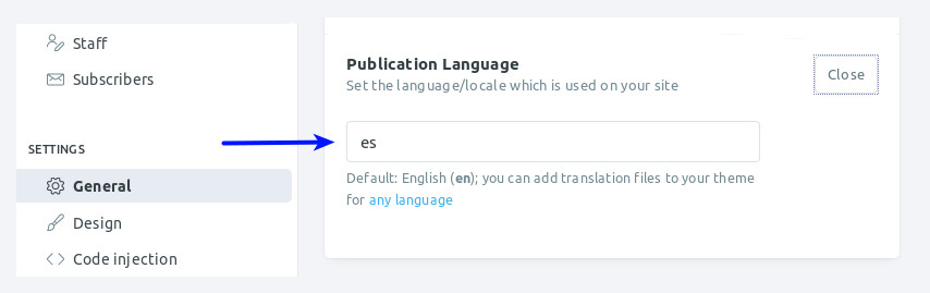 Publication Language for ghost