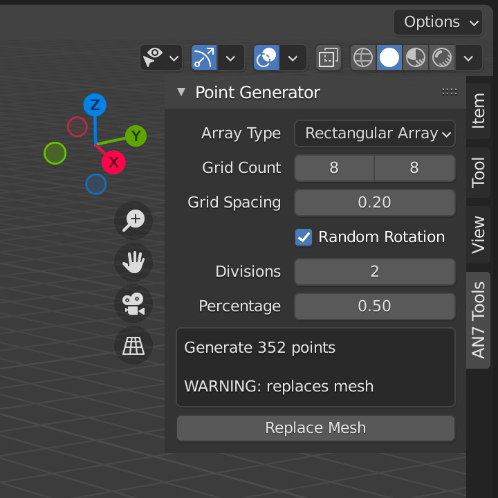screenshot of the plugin interface in Blender