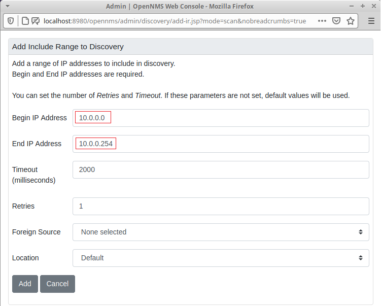 Single Discovery Scan IP Range