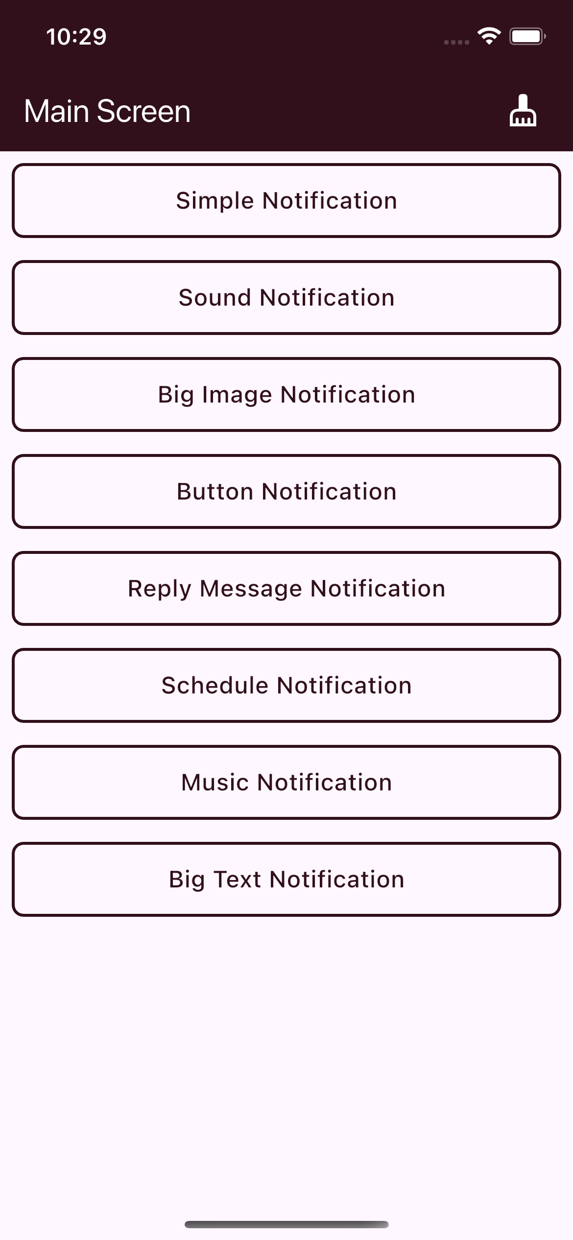 Various Notifications Demo