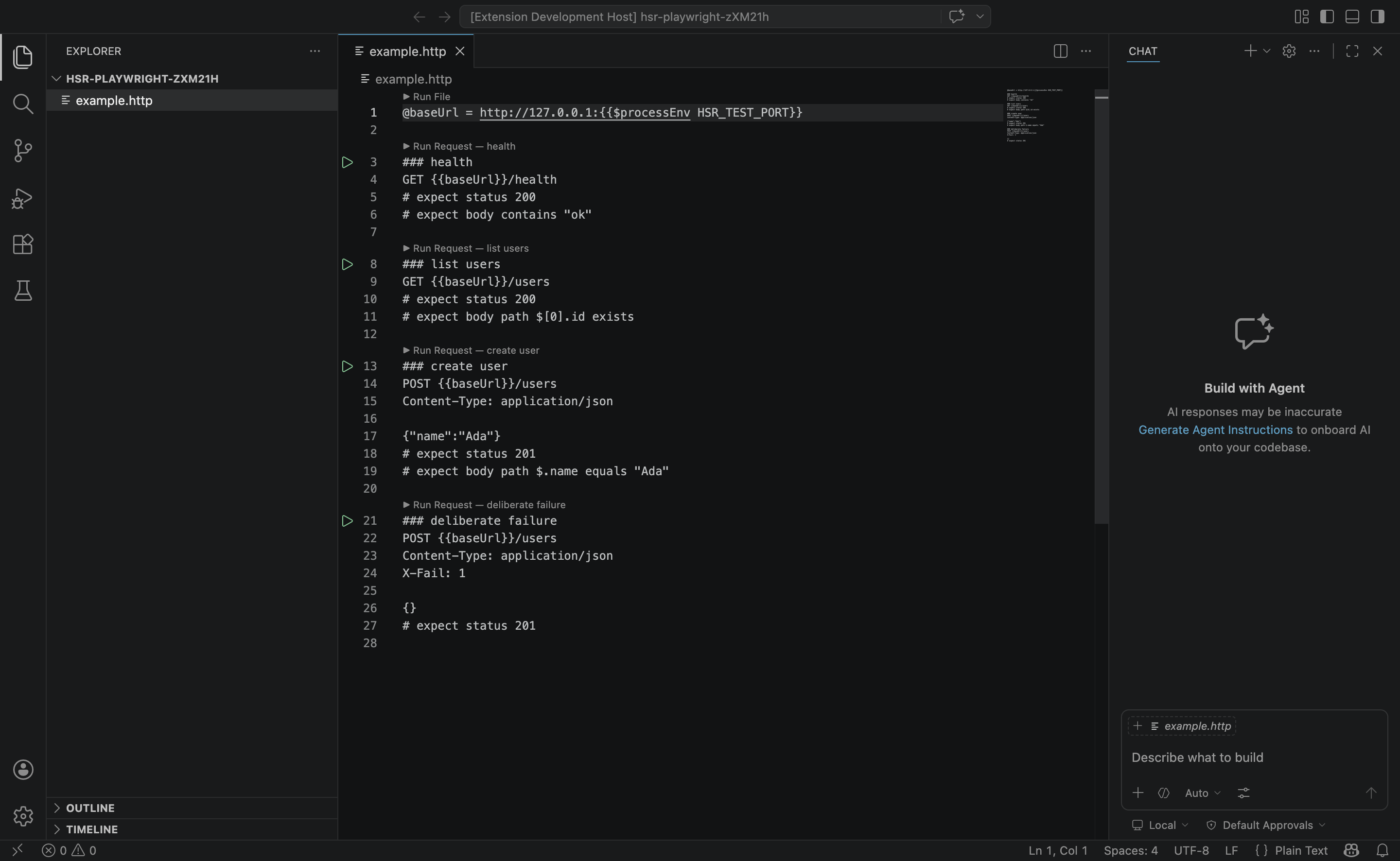 CodeLens above each request block