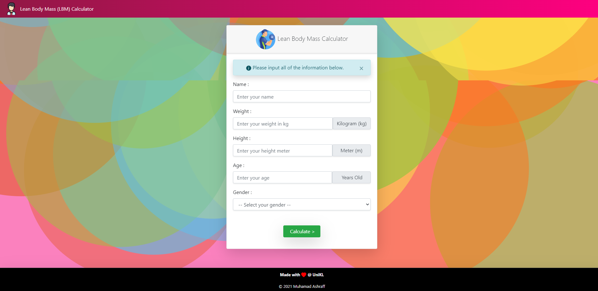 GitHub - iamashraff/Lean-Body-Mass-Calculator: Lean Body Mass ...