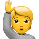 Happy Person Raising One Hand: Medium-Light Skin Tone on Apple