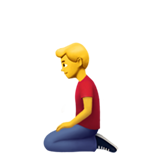 Man Kneeling on Apple