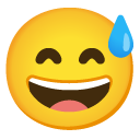 Smiling Face With Open Mouth And Cold Sweat on Google