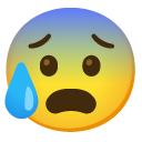 Face With Open Mouth And Cold Sweat on Google