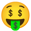 Money-mouth Face on Google