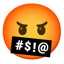 Serious Face With Symbols Covering Mouth on Google