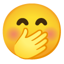 Smiling Face With Smiling Eyes And Hand Covering Mouth on Google