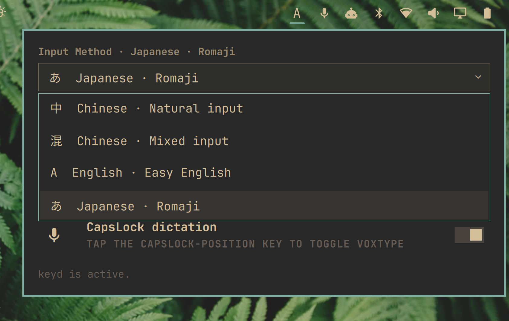 Keyboard Indicator expanded selector