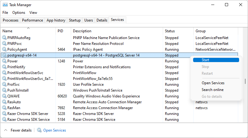 PostgreSQL Task Manager Service