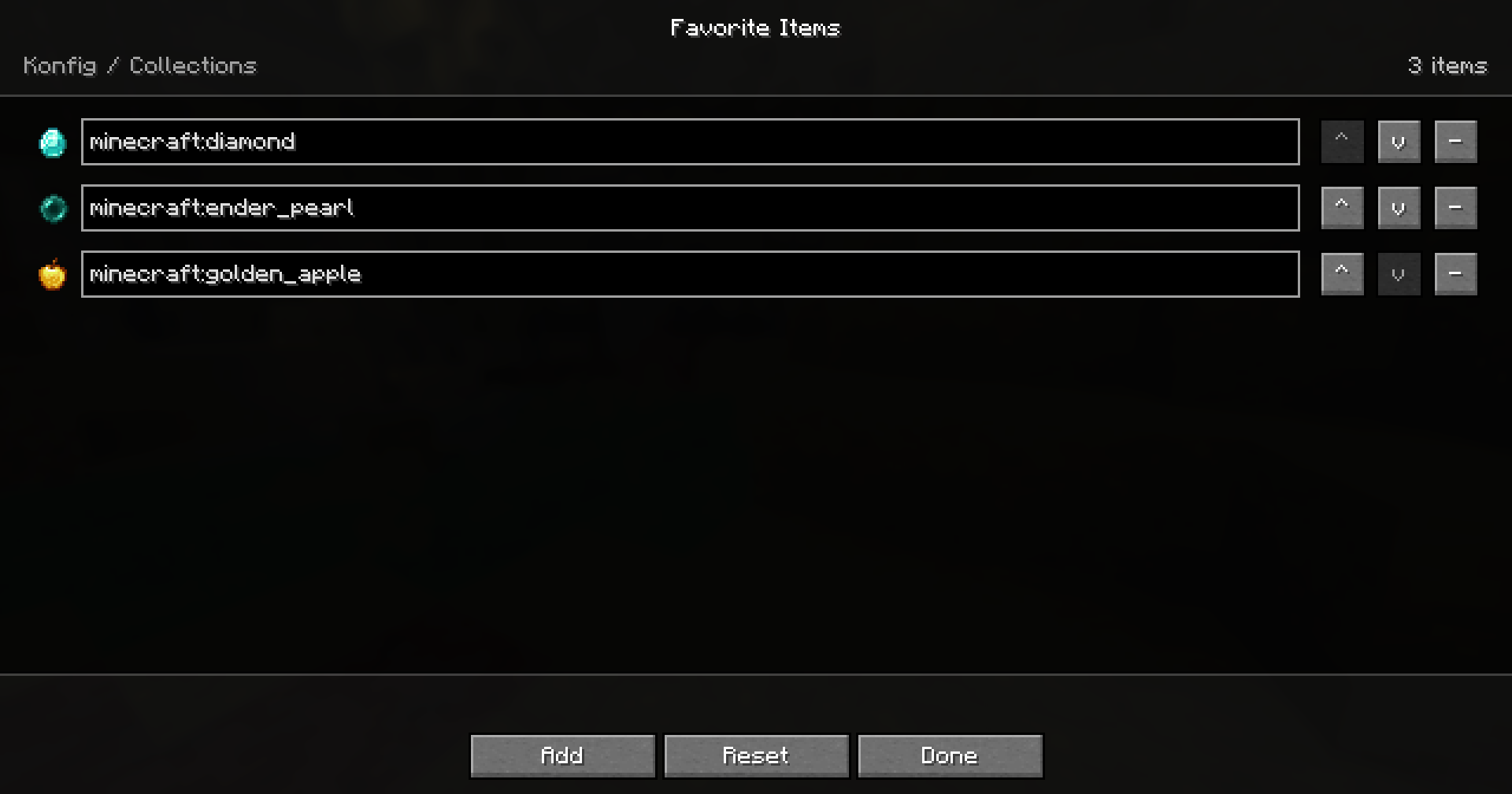 Konfig registry-backed string list editor