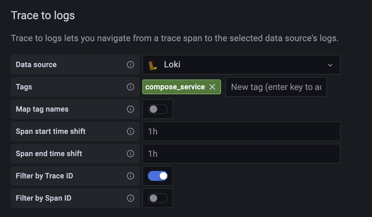 Data Source of Tempo: Trace to logs