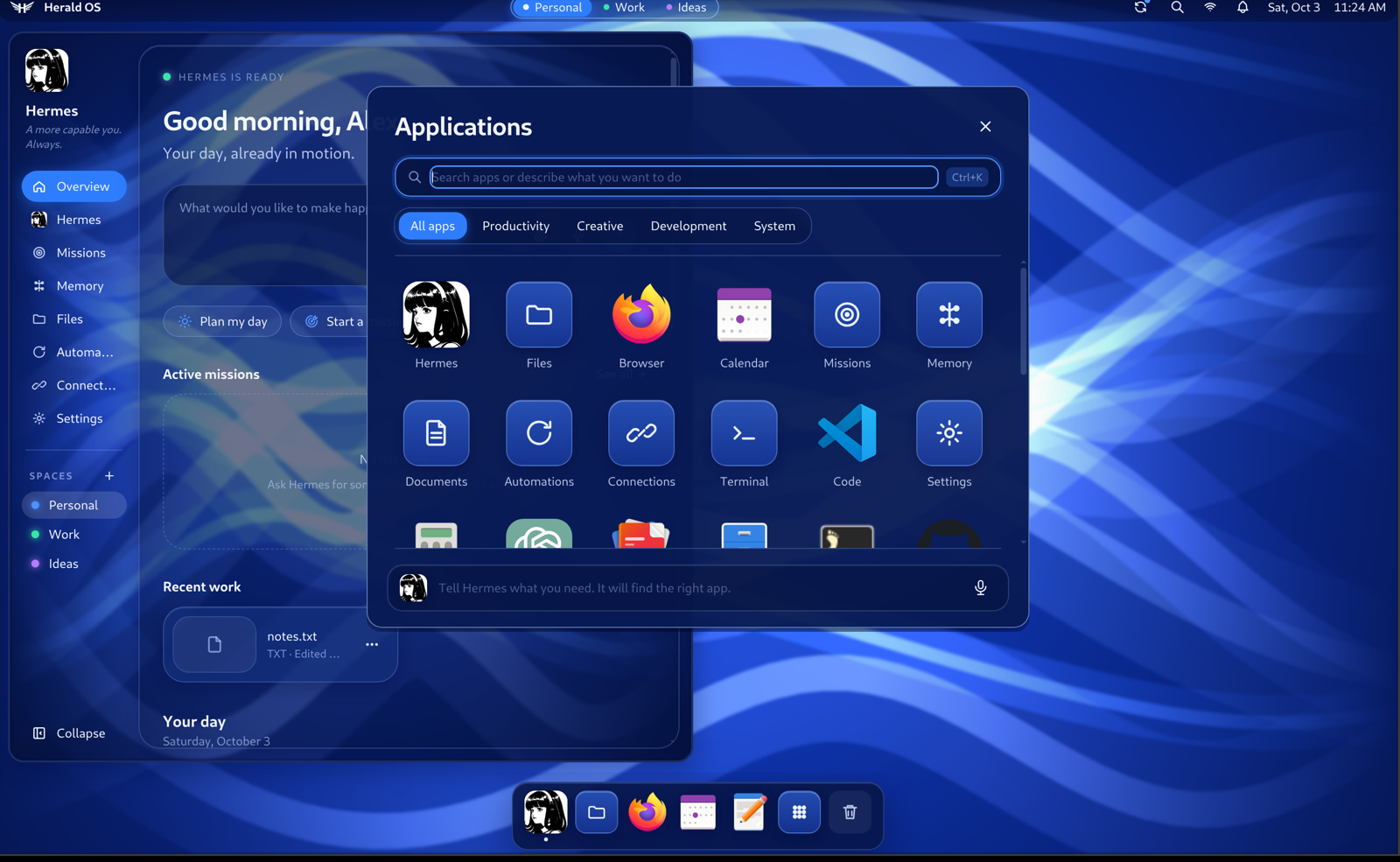 The application launcher