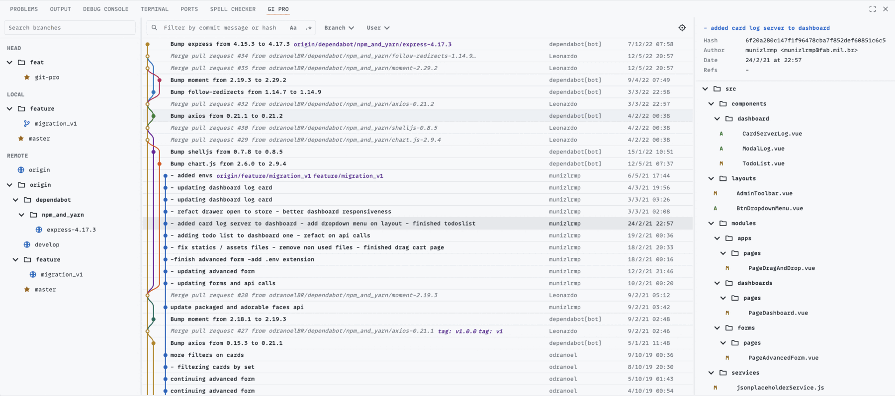 GI Pro visual Git Log view