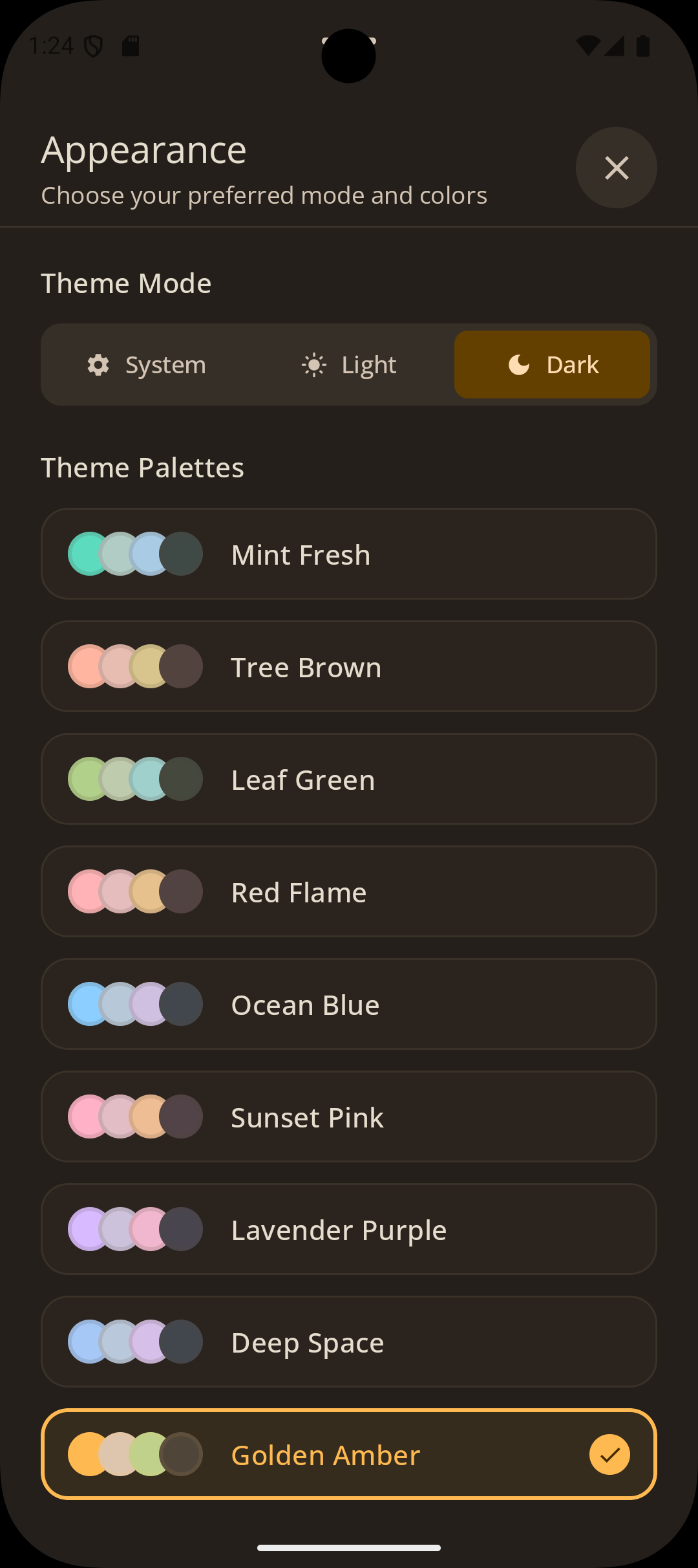 Mobile Dark Theme