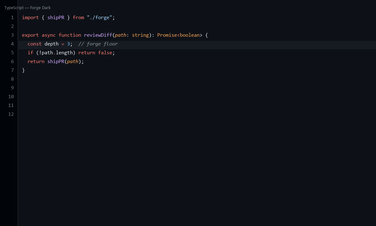 Forge Dark TypeScript screenshot