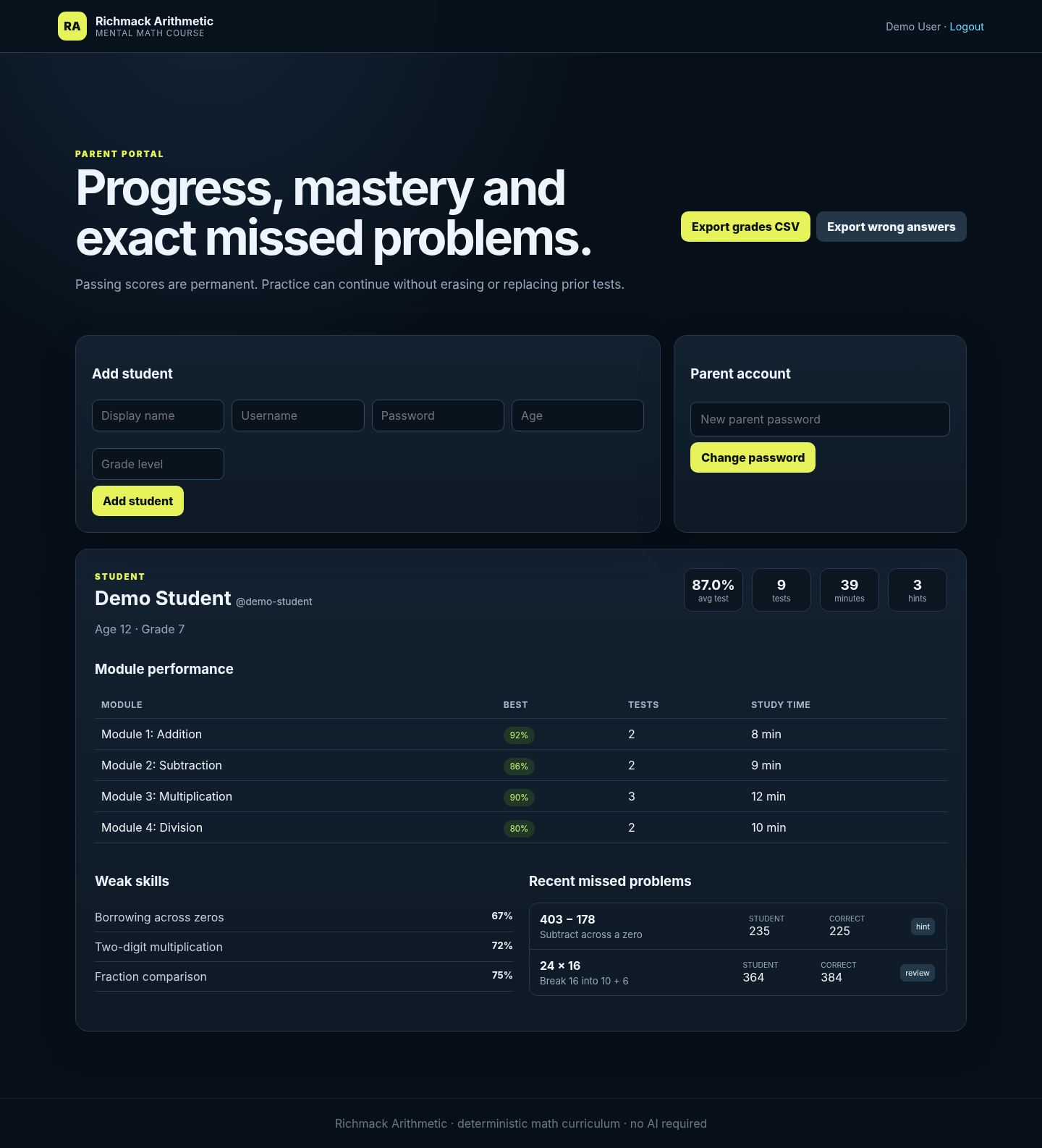 Parent portal