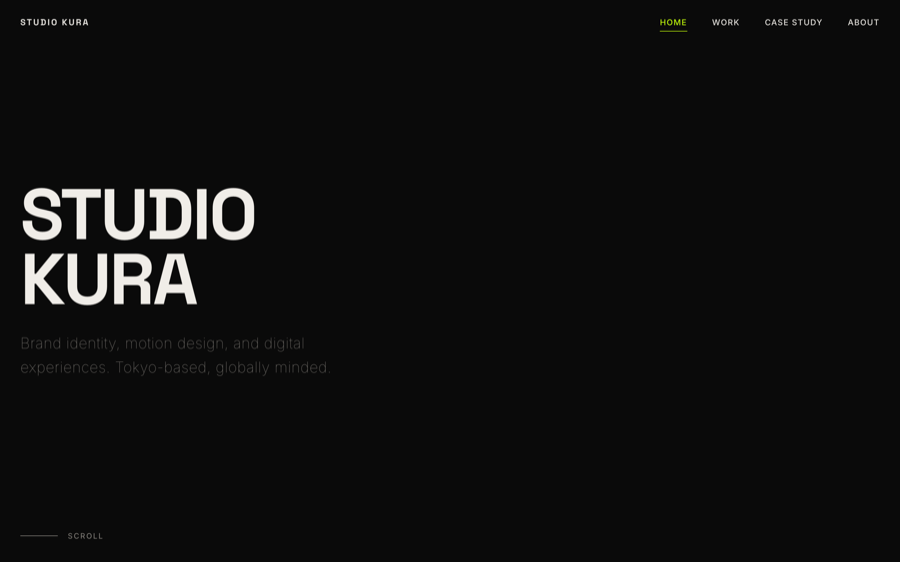 Studio Kura — a creative agency portfolio generated by OPC
