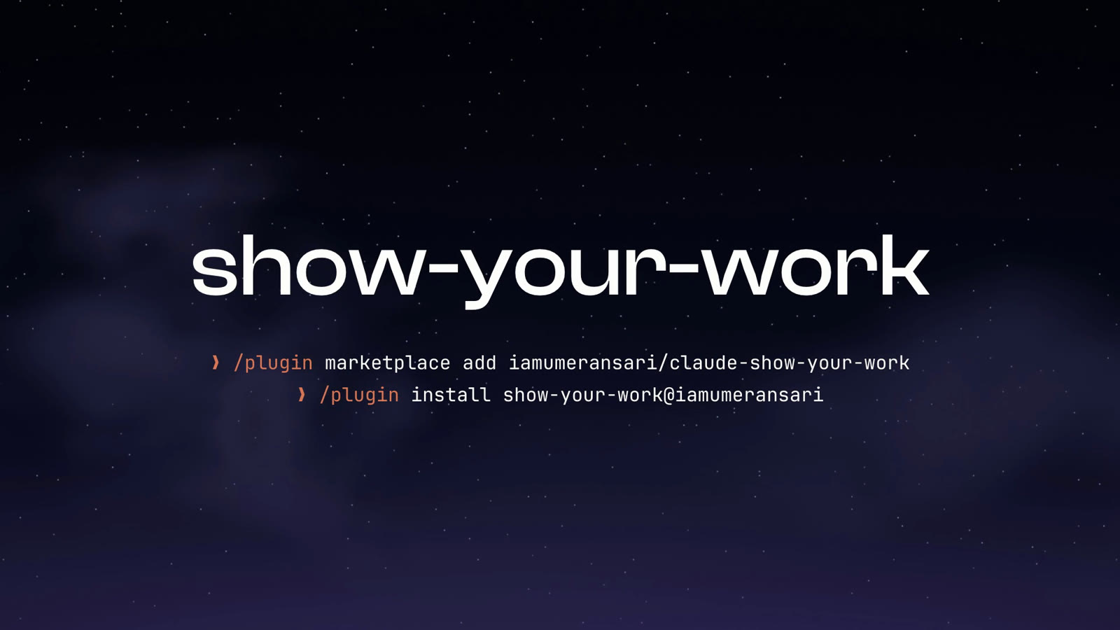 show-your-work, with the two install commands