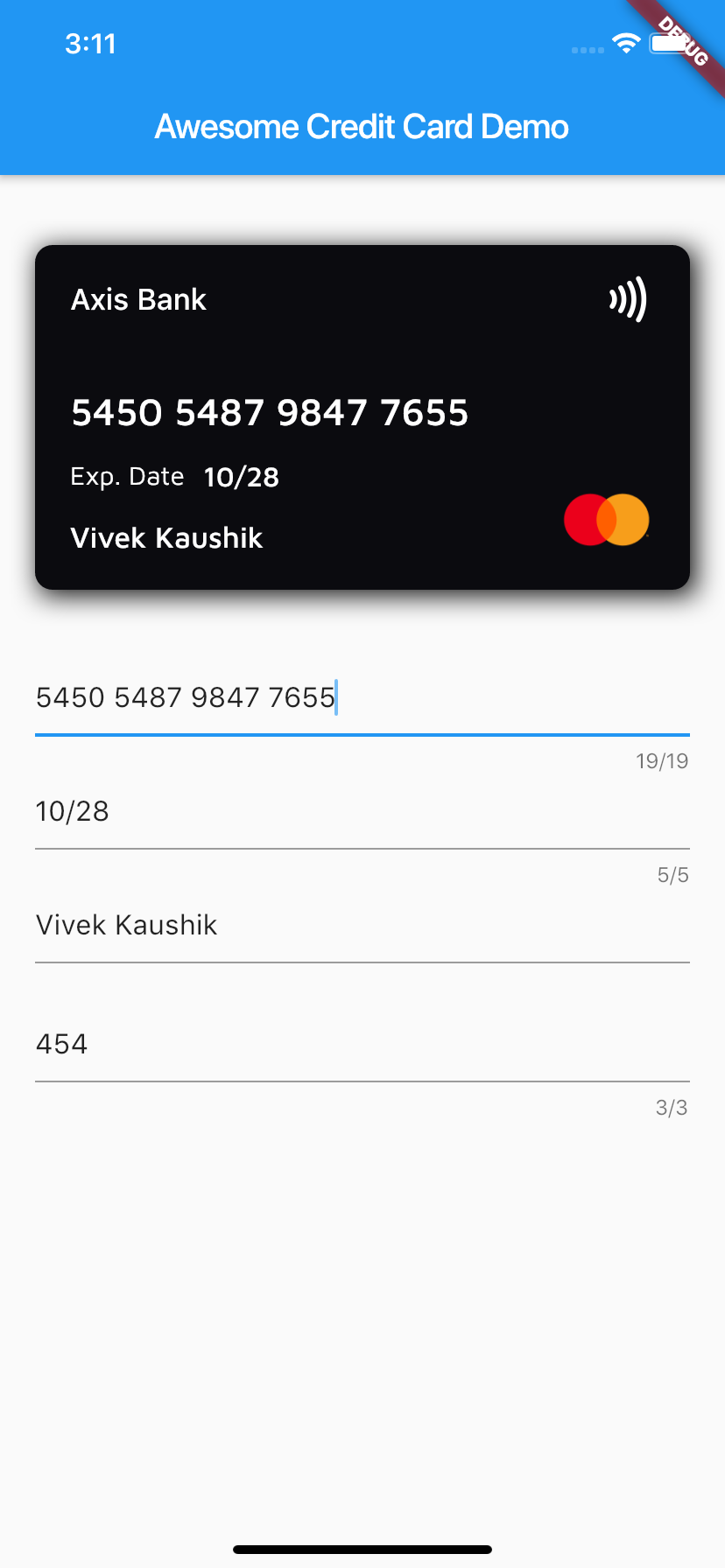 Flutter Credit Card Widget