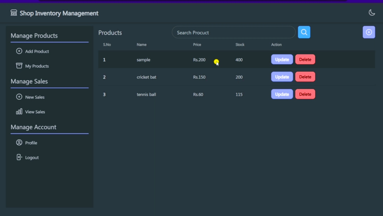 Shops inventory management system