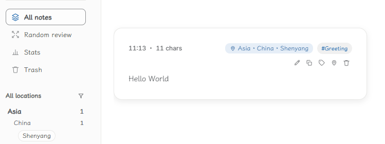 Momo screenshot — Focus view displaying a single note card.