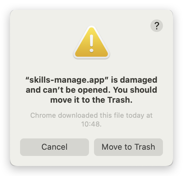 macOS damaged app warning