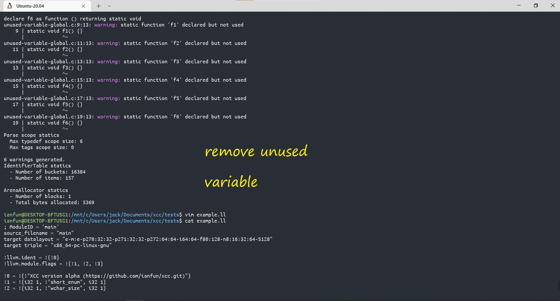 remove unused variables