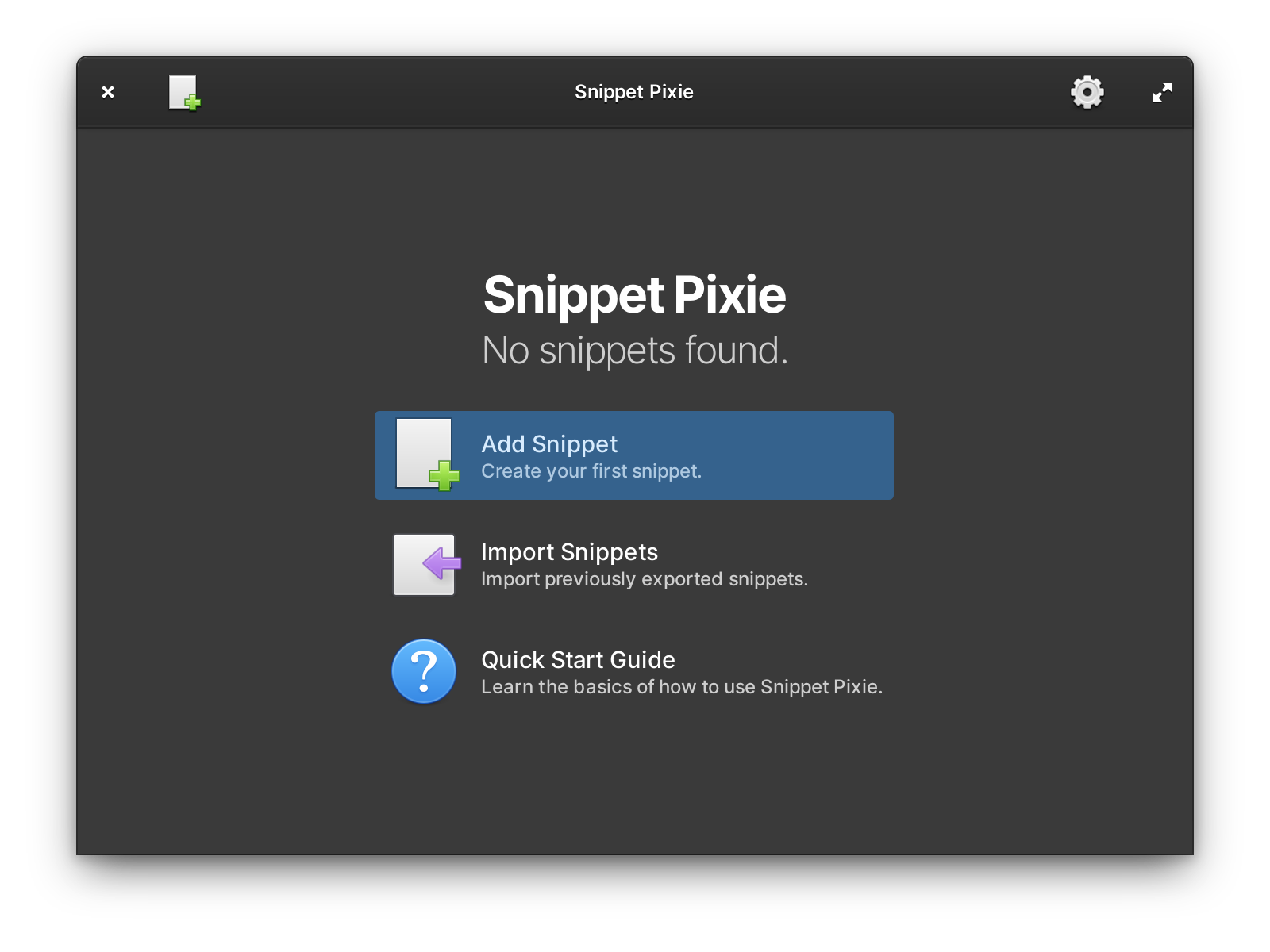 Snippet Pixie Search and Paste Shortcut Window